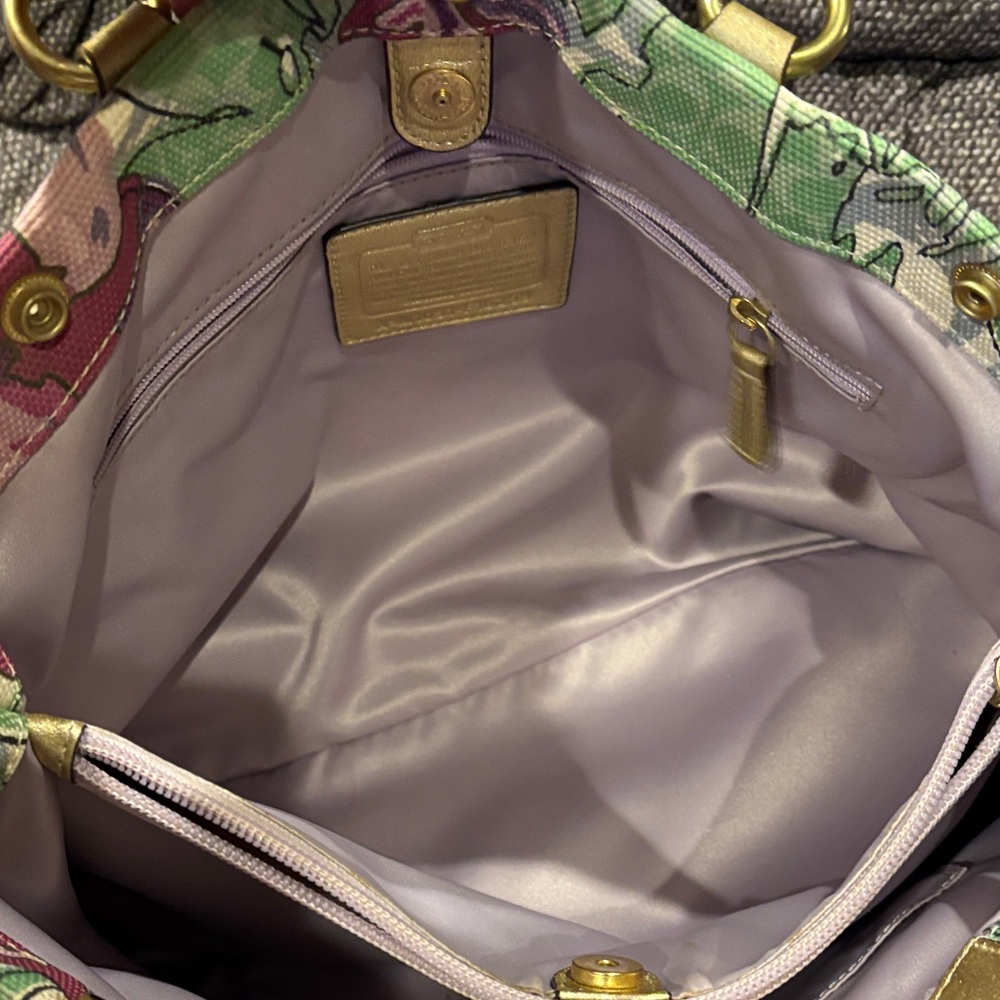 Coach Ashley Floral Tote in Pink, Green & Gold - Picture 8 of 11
